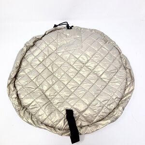 LAY/N/GO Women’s Cosmetic Bag Drawstring Makup Carrier Quilted Gold + Mini Bag